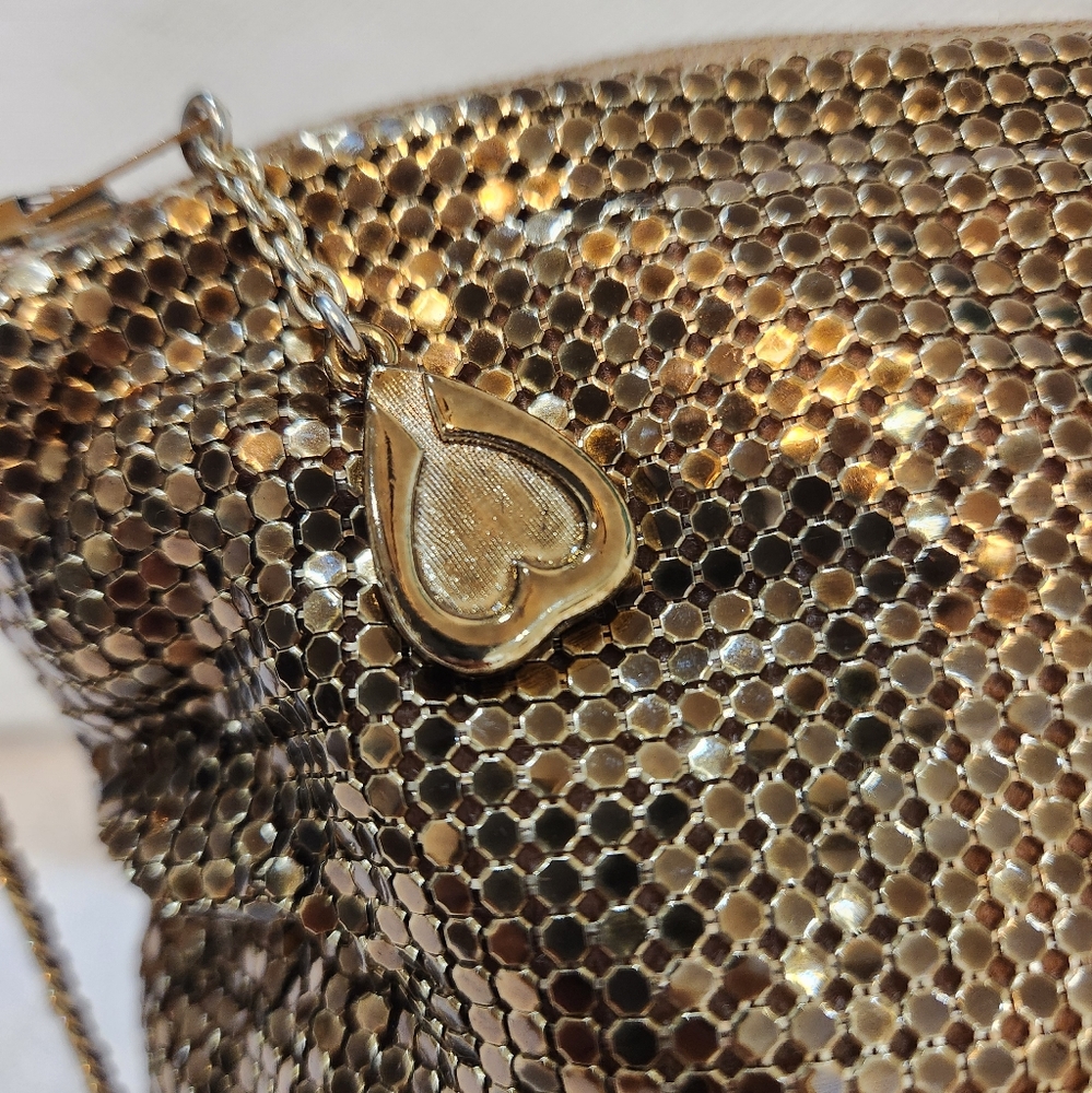 Whiting and Davis bronze/gold Mesh Chain Crossbody Bag EUC Vintage - Picture 3 of 9